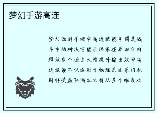 梦幻手游高连